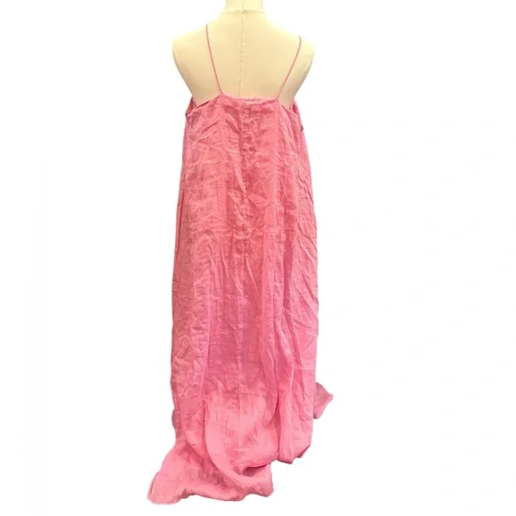 Massimo Dutti Long Gathered Pink Dress With a Halter Neckline  in Sz S - Picture 6 of 10